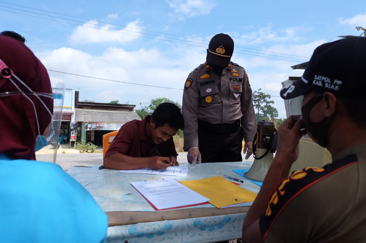 Yustisi Hari Kedua Tegakan Disiplin Prokes, 21 orang Masyarakat Sungai Mandau di Tegur