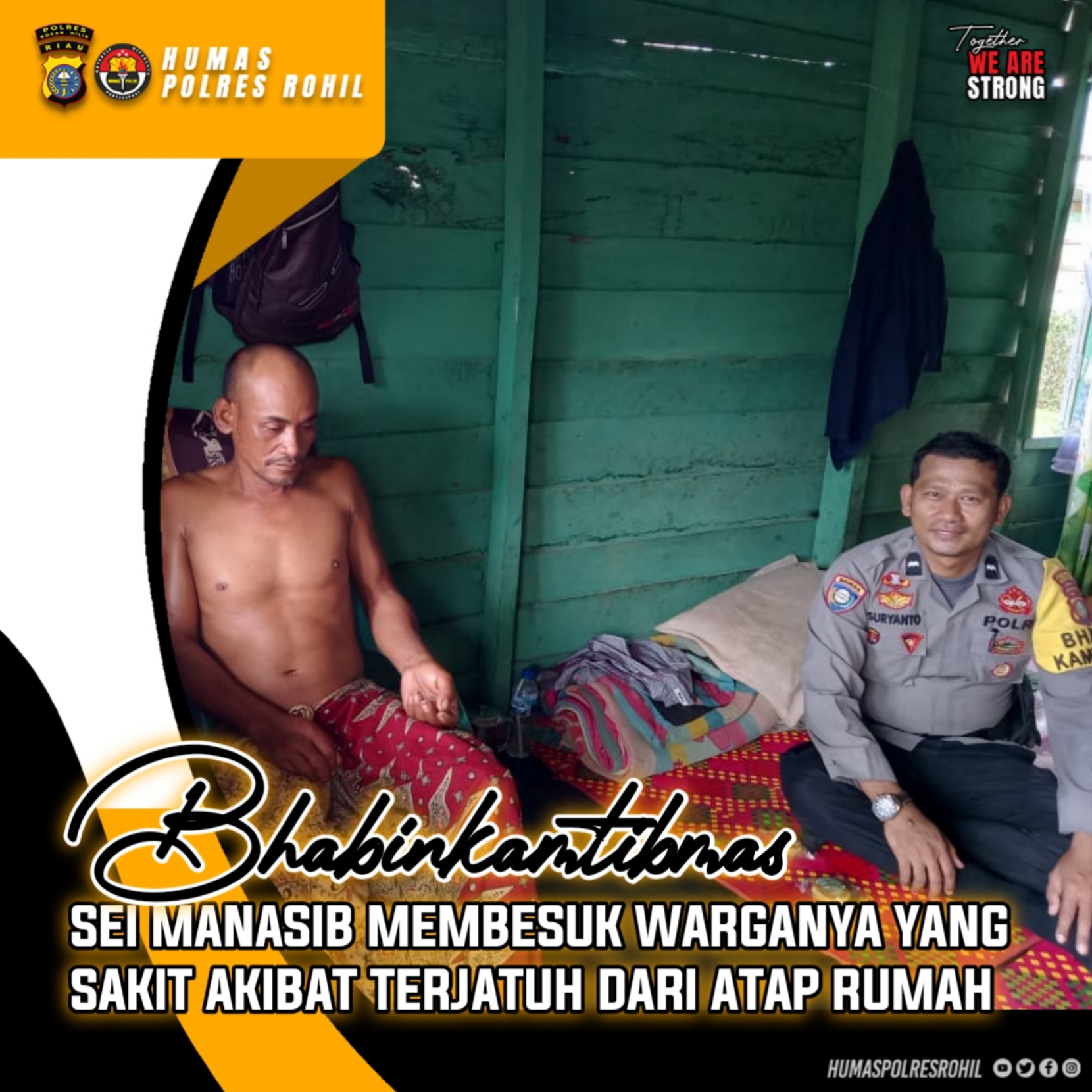 Bhabinkamtibmas Sungai Manasib Menjenguk Warga Sakit ,Serta Ulurkan Bantuan