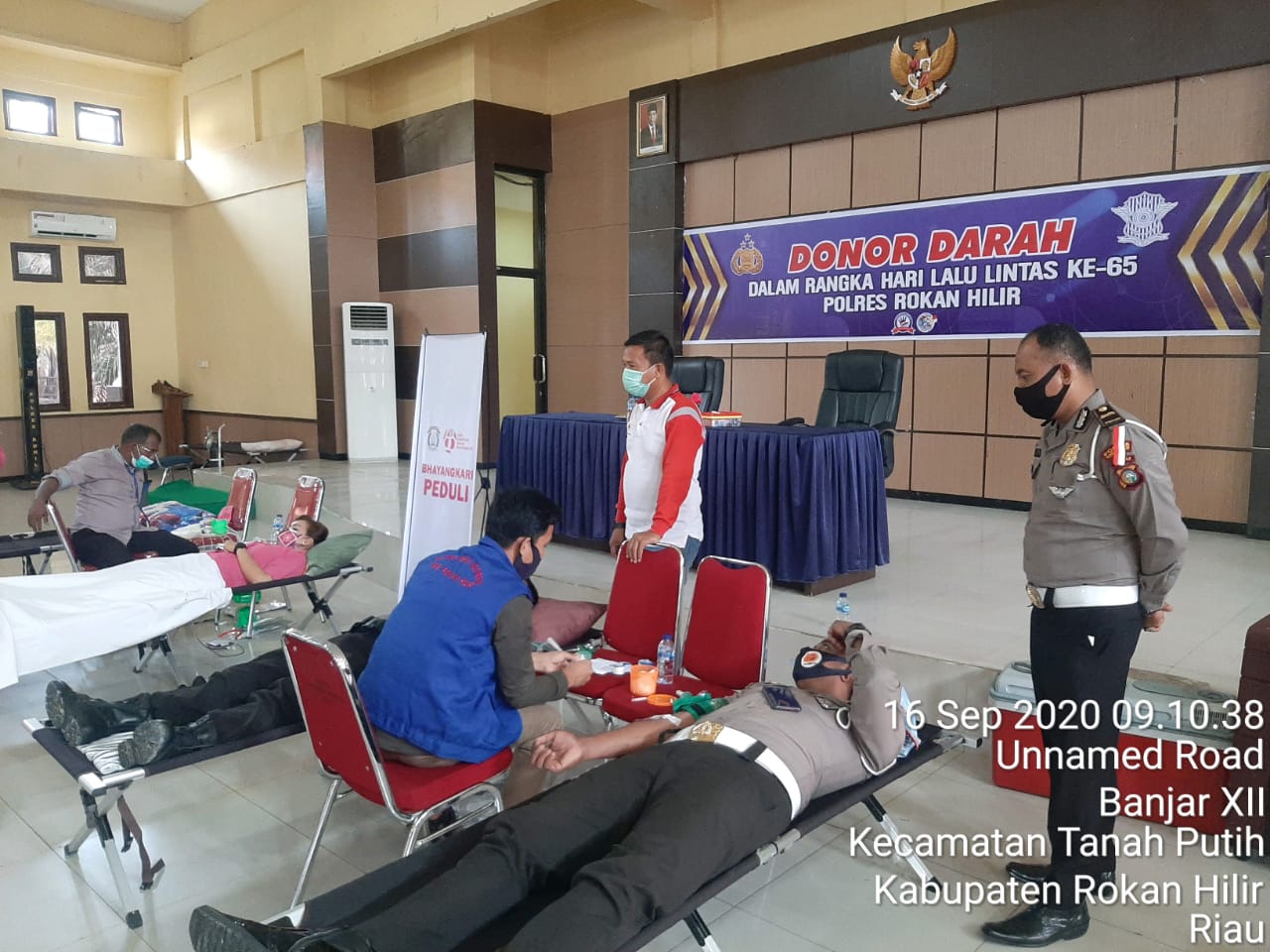 Satlantas Polres Rohil Gandeng PMI Donor Darah