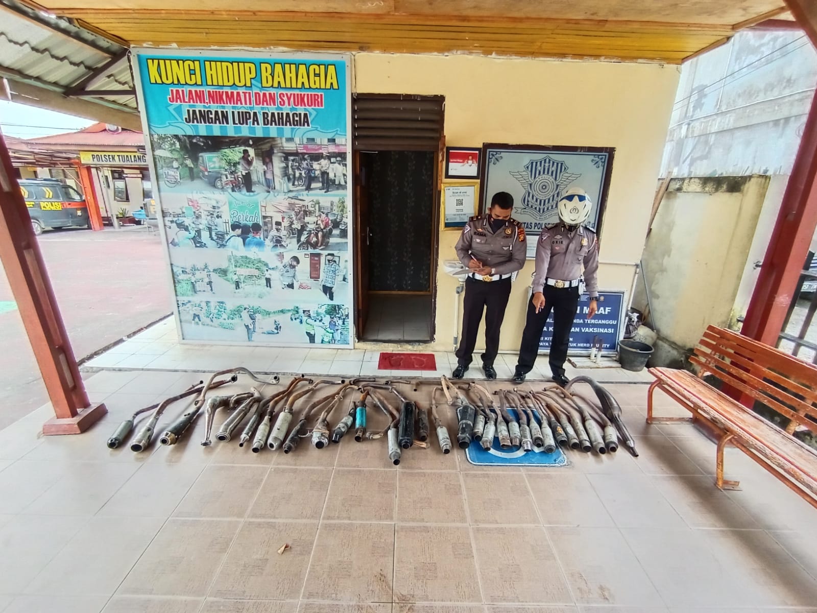 Selama 1 Minggu, Polsek Tualang Tilang  Pengendara Gunakan Knalpot Brong, 40 Knalpot Brong Disita