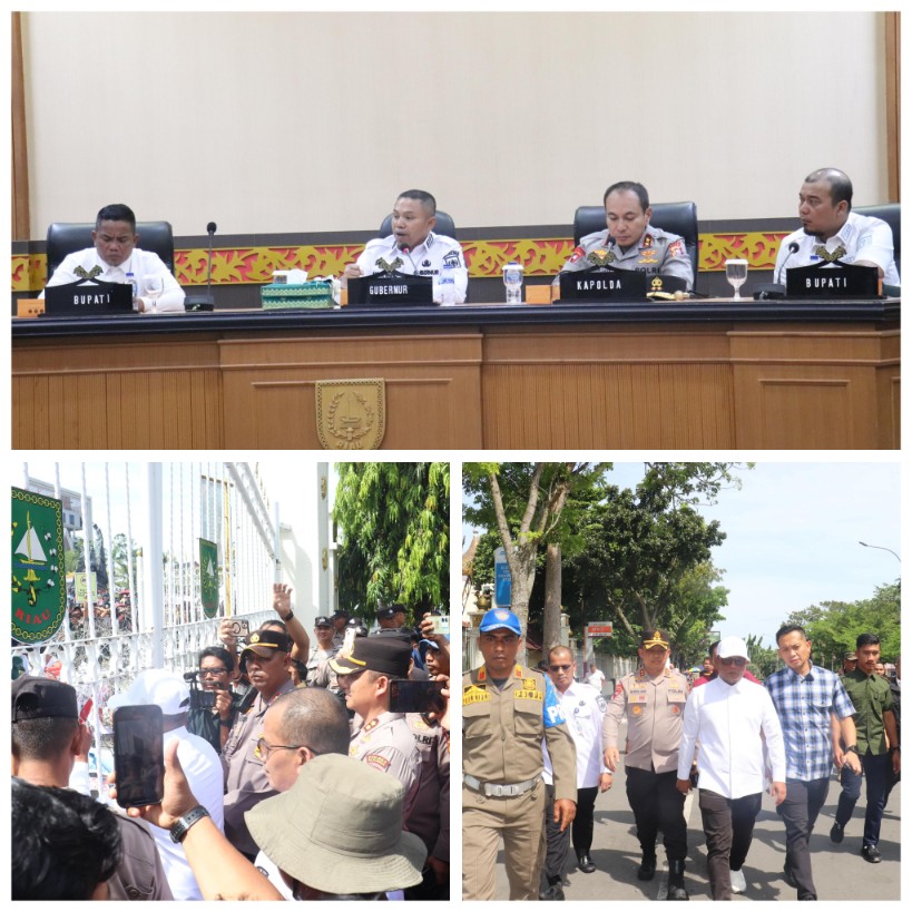 Tuntut Dialog dengan Pemerintah Pusat,  Polres Pelalawan Pam Unjuk Rasa Damai AMMP di Depan Kantor Gubri