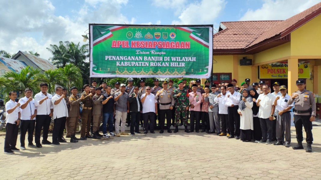 Polres Rohil Gelar Apel Kesiapsiagaan Banjir Serentak di 13 Polsek
