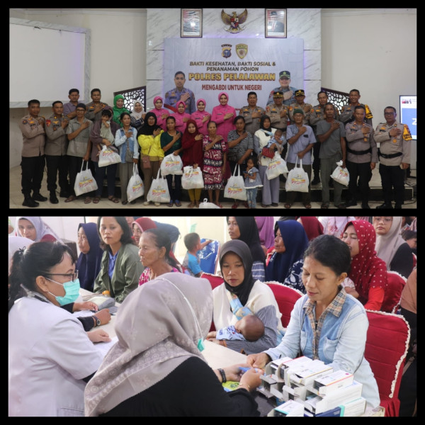 Mengabdi Untuk Negeri, SSDM Polri Polres Pelalawan Gelar Bakti Sosial, Kesehatan dan Penanaman Pohon