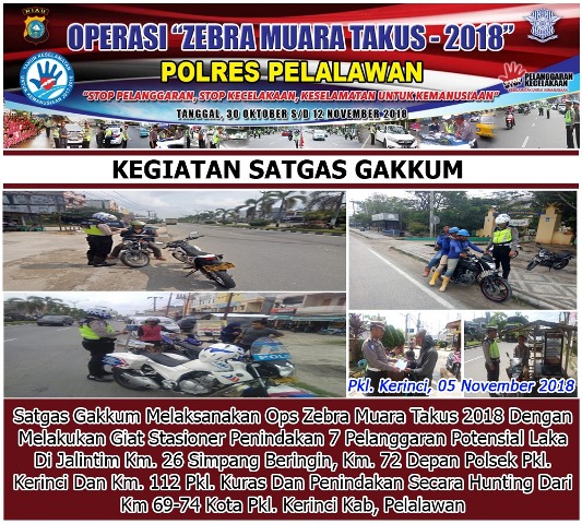 Selama 7 Hari Operasi Zebra 2018, Sat Lantas Polres Pelalawan Temukan 99 Pelanggaran