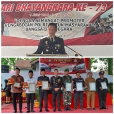 Di HUT Bhayangkara ke 73, Kapolres Pelalawan Berikan Penghargaan Pada PT RAPP