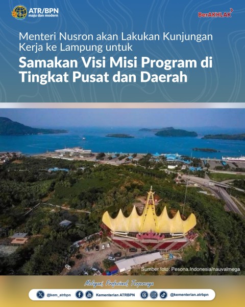 Samakan Visi Misi Program di Tingkat Pusat dan Daerah, Menteri Nusron Akan Kunker ke Lampung
