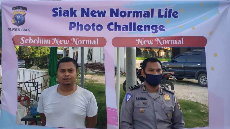 Melalui Inovasi Fotobooth, Polres Siak Sampaikan Protokol Kesehatan