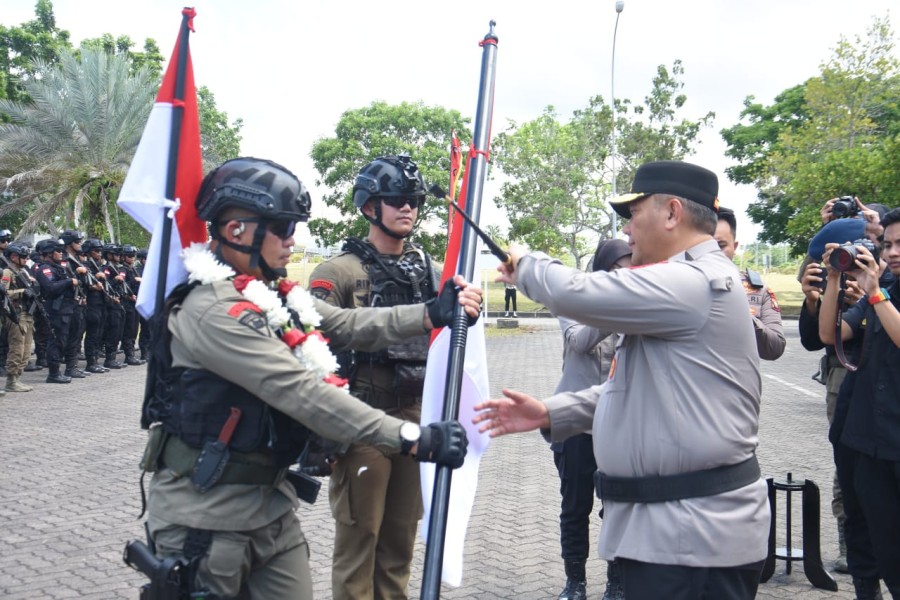 Kapolda Kepri Pimpin Upacara Penyambutan Kompi Purna Tugas Satbrimob Polda Kepri BKO Polda Papua