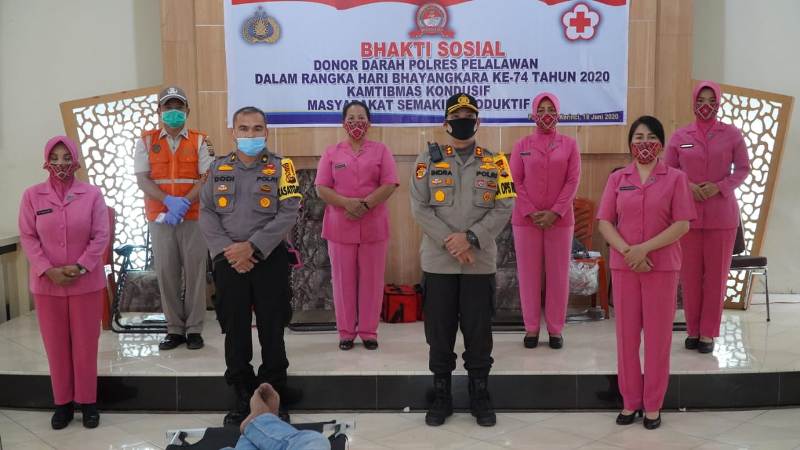 Peringati Hari Bhayangkara ke 74, Polres Pelalawan Gelar Bhakti Sosial Donor Darah