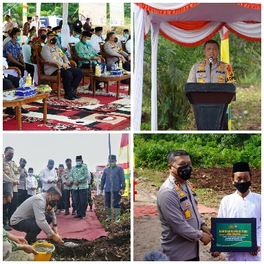 Kapolda Riau Letakkan Batu Pertama Pembangunan 2 Ponpes di Kabupaten Siak