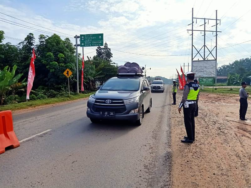 Polres Rokan Hilir Pantau Arus Mudik Lebaran