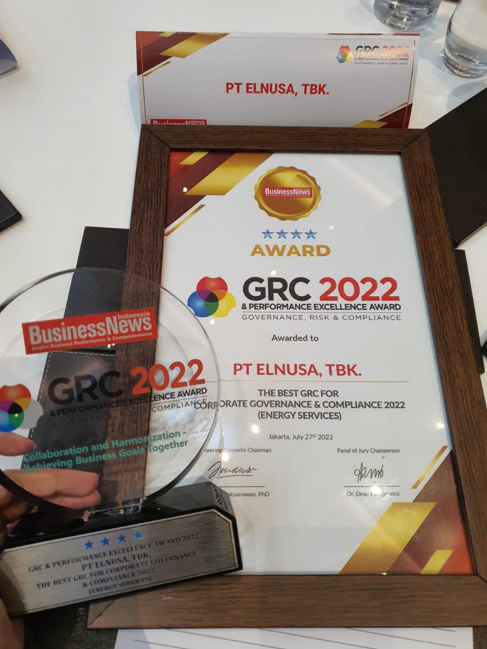 Elnusa Raih Dua Penghargaan di Ajang GRC & Performance Excellence Award 2022