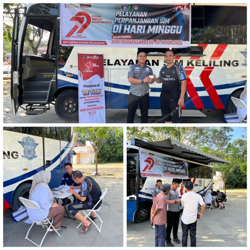 Satlantas Polres Pelalawan Gelar Pelayanan Perpanjangan SIM di Lapangan Kreatif