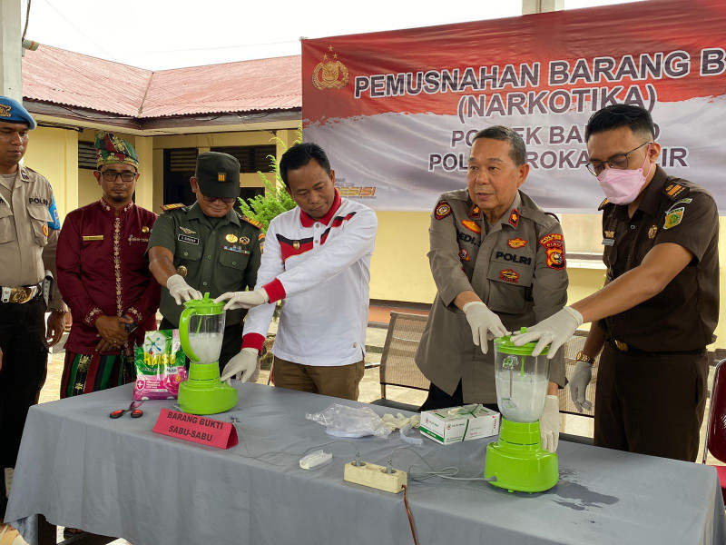 Pemusnahan Sabu Di Polsek Bangko Di Saksikan Wakil Bupati Sulaiman