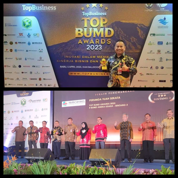 Perumda Tuah Sekata Raih Penghargaan Nasional Bintang 3 Top BUMD Award 2023