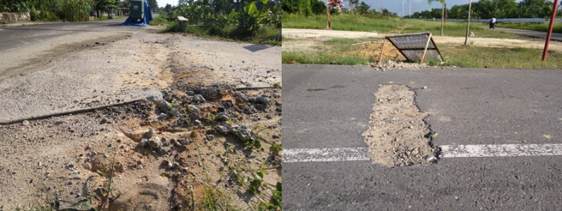 Pemasangan Pipa HDPE Di Tualang, Rusak Fasilitas Umum