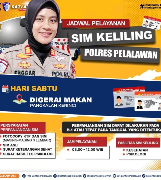 Sabtu Besok, Gerai Makan di Pangkalankerinci Jadi Layanan SIM Keliling Polres Pelalawan