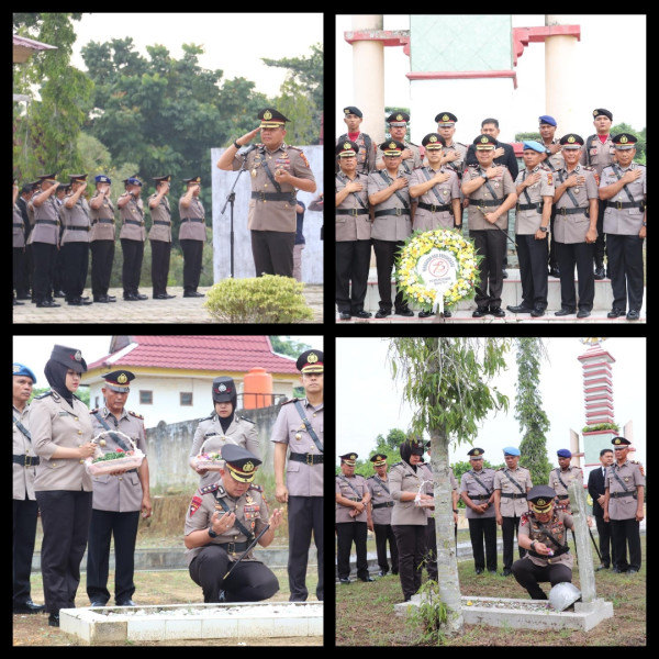 Kapolres Pelalawan Pimpin Upacara Ziarah Makam dan Tabur Bunga di Makam Pahlawan Setia Negara