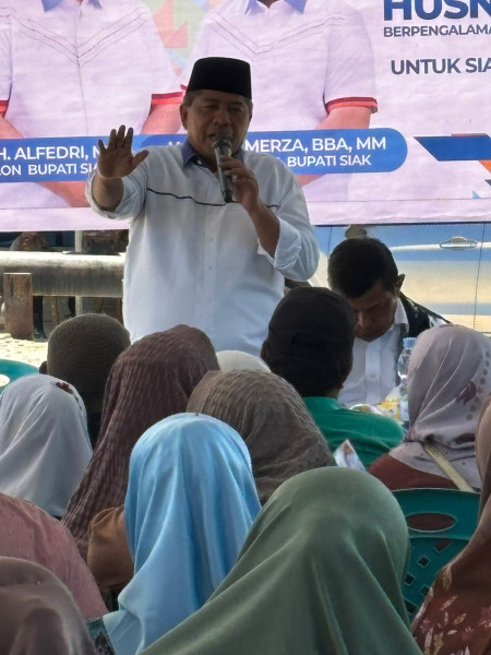 Janji Realisasikan Pengaspalan Jalan Menuju Pusat Pelatihan Gajah, Warga Minas Jaya Optimis Alfedri-Husni Jadi Bupati Siak