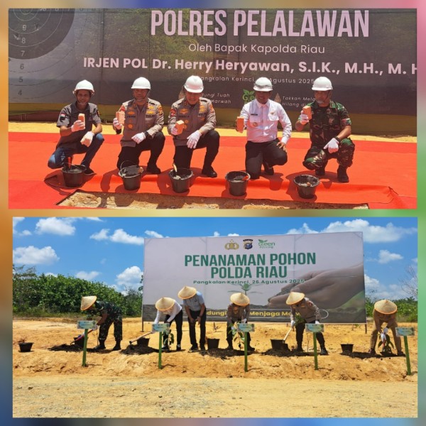 Kapolda Riau Bersama Bupati Pelalawan Ground Breaking Lapangan Tembak Polres Pelalawan