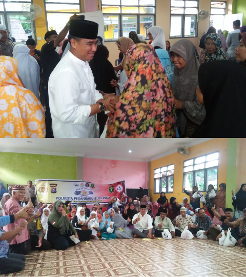 Wakapolresta Pekanbaru AKBP Edy Sumardi, Salurkan Daging Qurban ke Warga Rumbai