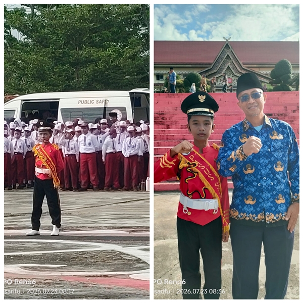 Utusan Siswa SDN 006, Hamdan Ali Rasyid, Tampil Memukau Saat Jadi Komandan Upacara di Peringatan HANI 2026