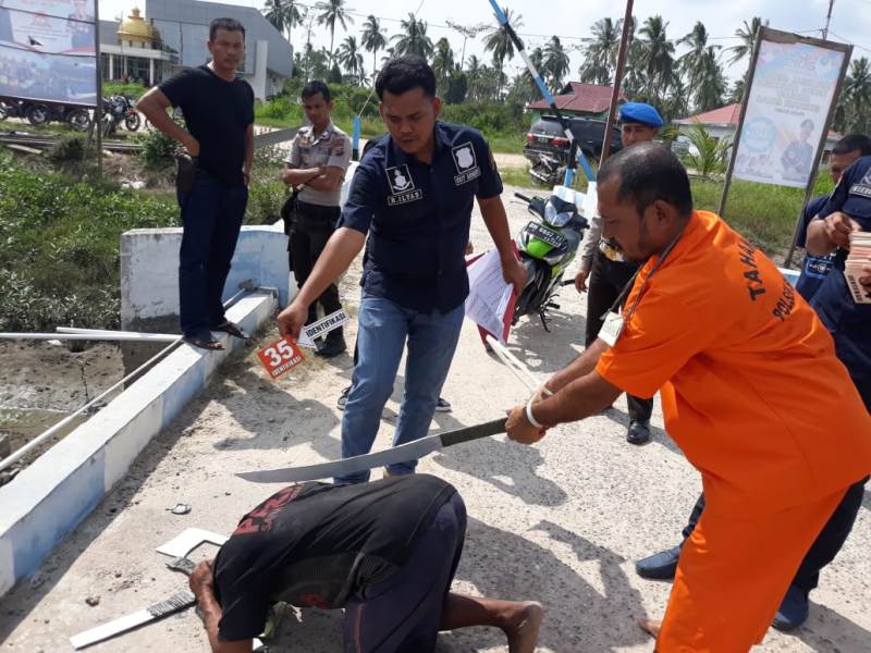 Polsek Sinaboi Gelar Rekontruksi Kasus Wak Brewok Menghabisi Nyawa Wak Godang