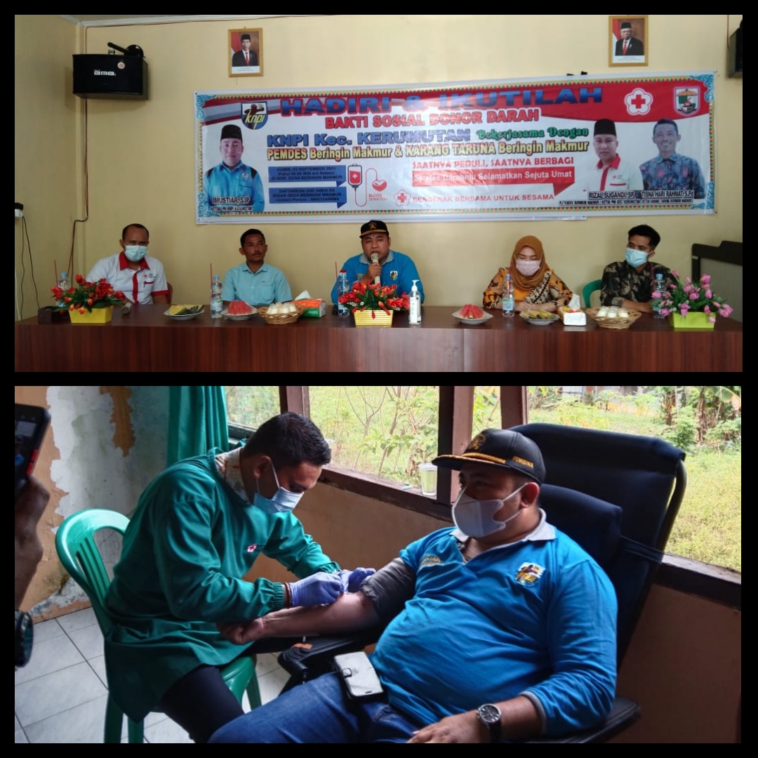 Bekerjasama Dengan PMI, KNPI Kecamatan Kerumutan Gelar Bakti Sosial Donor Darah