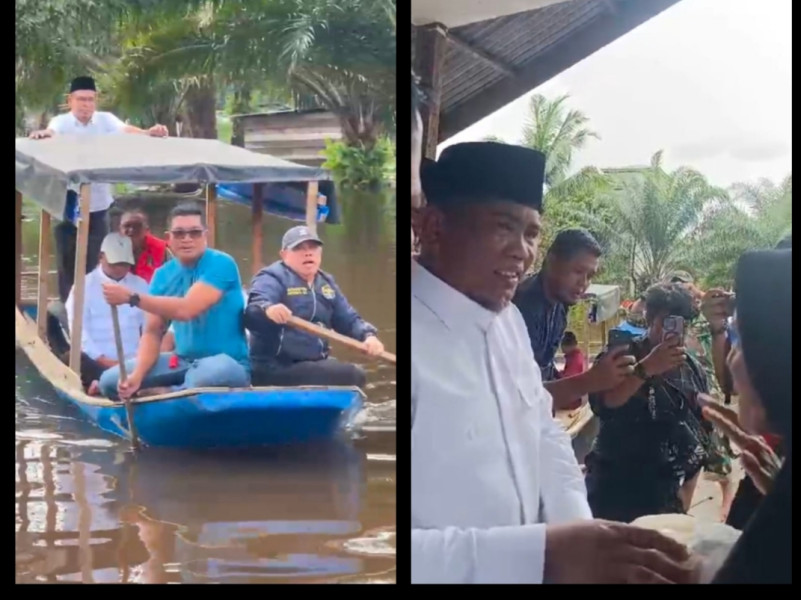 Tinjau Banjir Di Desa Sering, Bupati Zukri Berikan Bantuan Sembako ke Masyarakat Terdampak