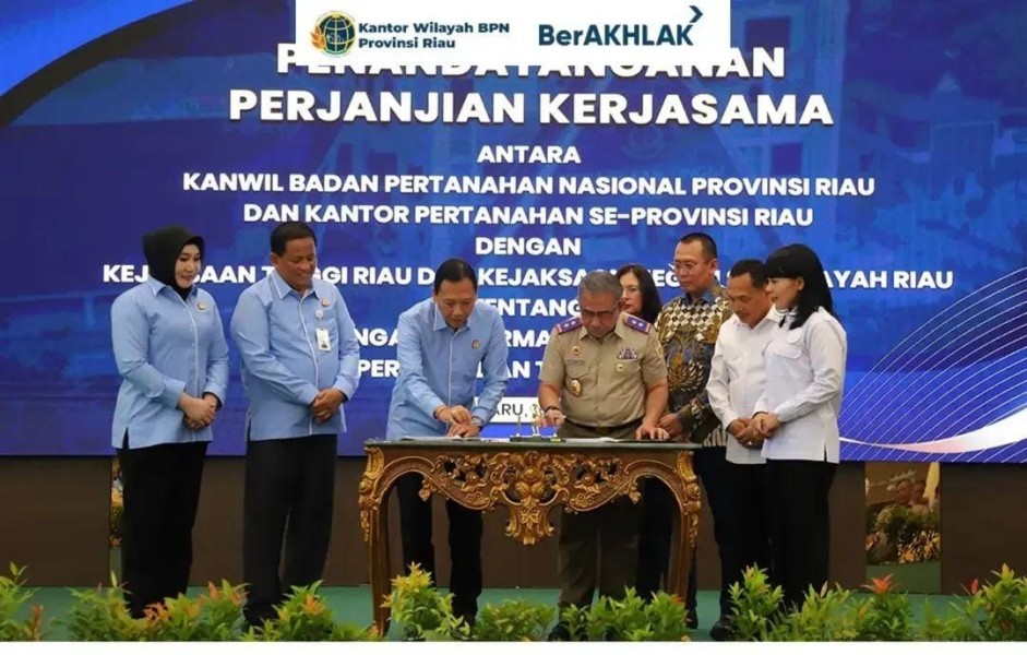 Penguatan Sinergi ATR/BPN dan Kejaksaan, Kanwil BPN Provinsi Riau Teken PKS Penanganan Hukum Bidang PTUN