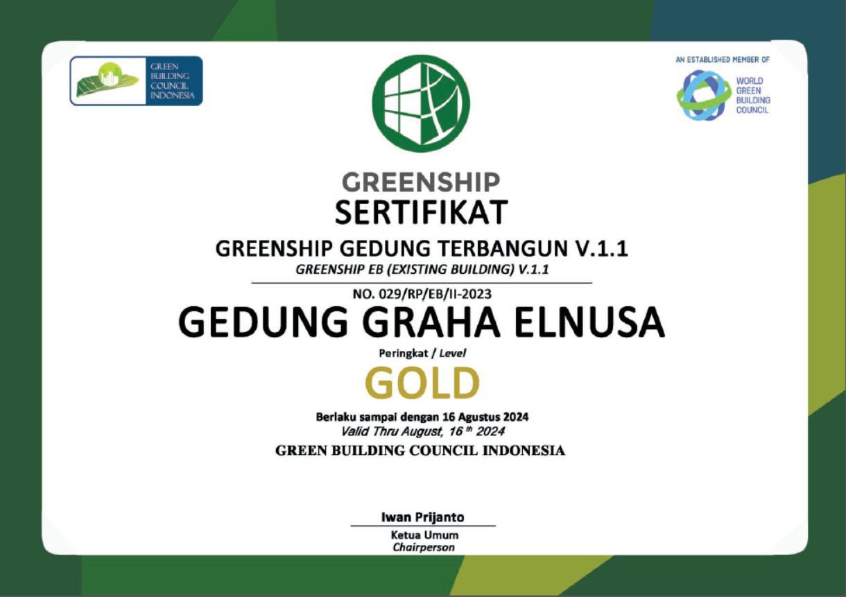 Terapkan Transisi Energi Bersih, Graha Elnusa Raih Greenship Existing Building