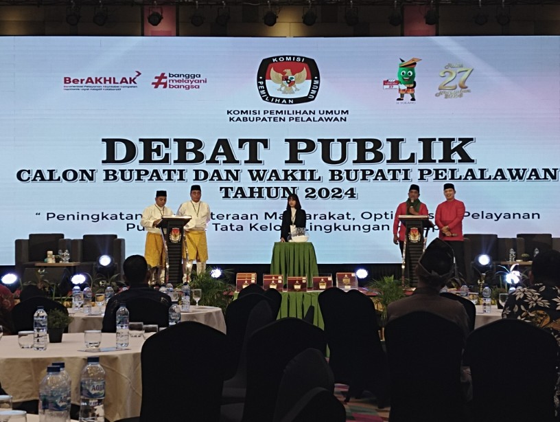 Debat Calon Bupati dan Calon Wakil Bupati Pelalawan, KPU Pelalawan Ajak Ciptakan Pemilu Damai dan Kondusif