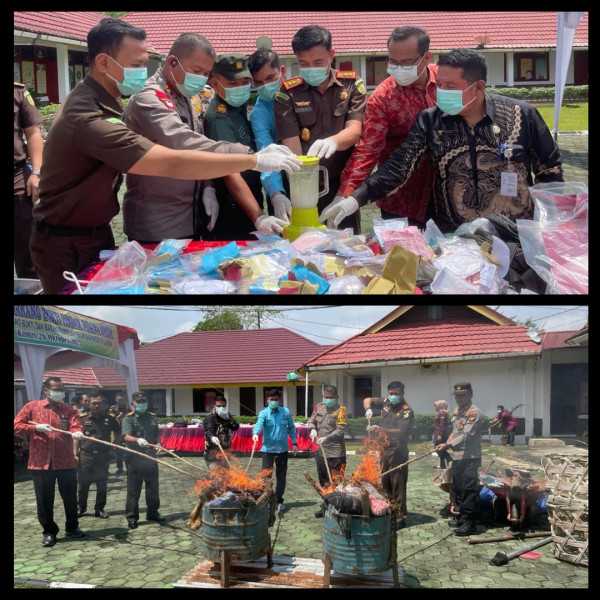 Kejari Pelalawan Musnahkan Barang Bukti Dari 88 Perkara