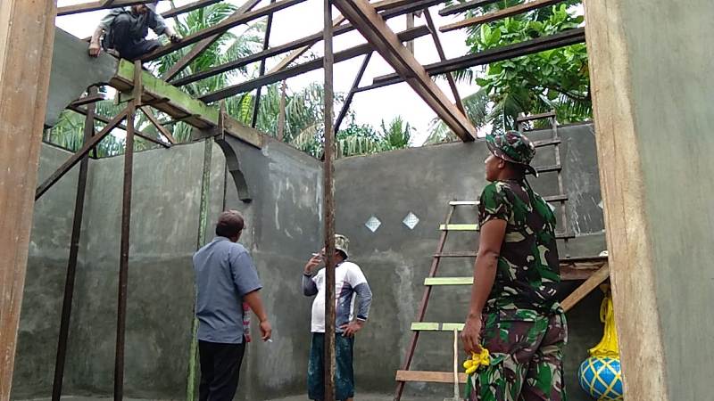 Pembangunan Musholla Sei Nyamuk Program TMMD ke 105 Capai 70 Persen