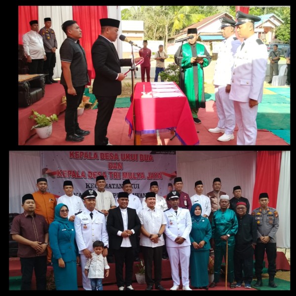 Lantik Kades Ukui Dua dan Kades Tri Mulya Jaya, Ini Pesan Bupati Zukri