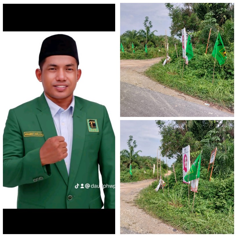 Di Penghujung Masa Kampanye, Bendera Parpol PPP di Kecamatan Teluk Meranti Dirusak