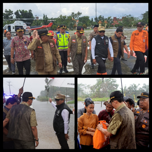 Bupati Zukri Dampingi Kepala BNPB Meninjau Kondisi Banjir di Pelalawan