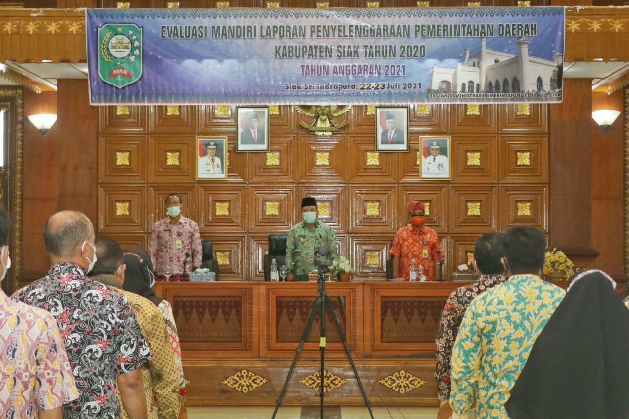 Wakil Bupati Husni Merza, Membuka Kegiatan Evaluasi Mandiri LPPD Kabupaten Siak Tahun 2020