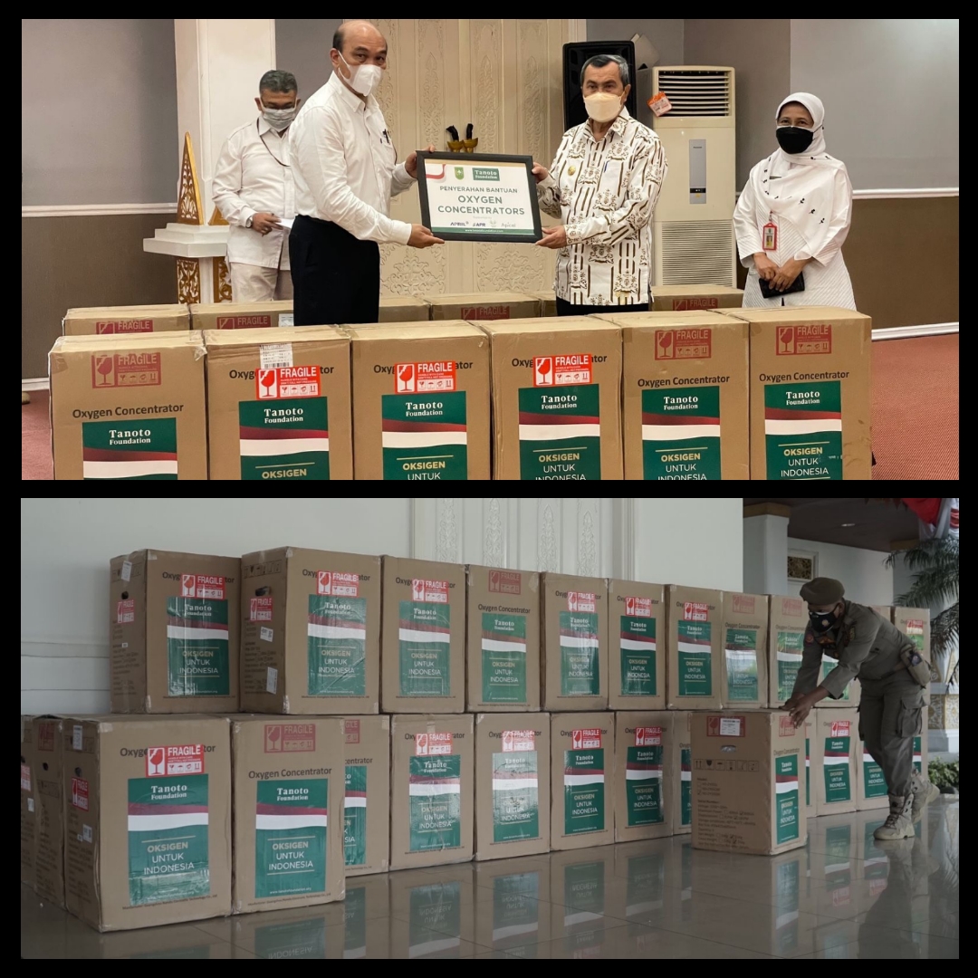 Mewakili Tanoto Foundation, Direktur RAPP Serahkan 145 Unit Konsentrator Oksigen ke Pemprov Riau