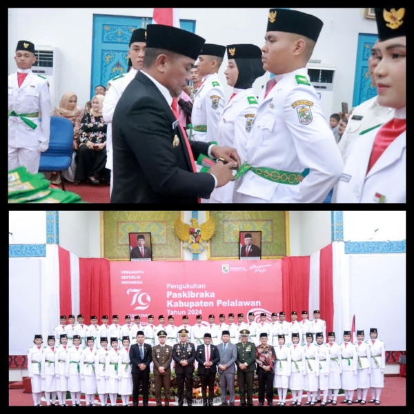 Bupati Zukri Kukuhkan 40 Anggota Paskibraka Kabupaten Pelalawan Tahun 2024