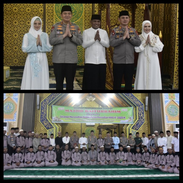 Bupati Pelalawan H. Zukri Dampingi Kapolda Riau Safari Tarawih di Masjid Baiturrahim