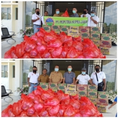 Dukung Program Kecamatan, PT. PSJ Berikan Bantuan Sembako ke Warga Langgam