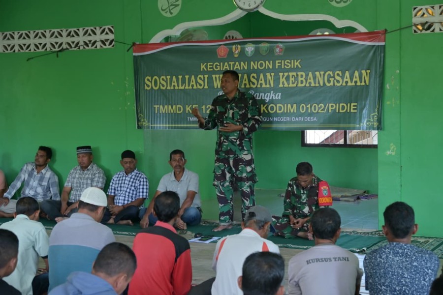 Tak Hanya Bangun Infrastruktur, Satgas TMMD Ke-129 Kodim 0102/Pidie Tanamkan Wawasan Kebangsaan kepada Masyarakat