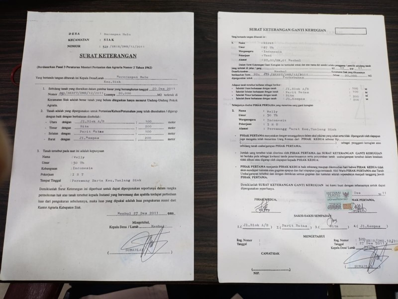 Diduga Beredar SK Kades di Siak Jual Lahan PT SSL Di Medsos