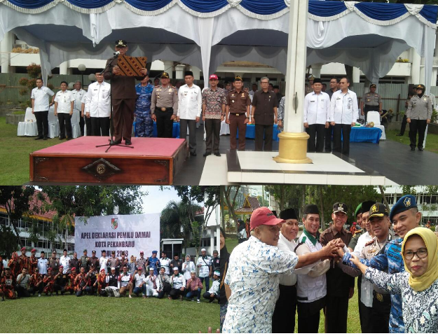 Wakapolresta Pekanbaru Hadiri Apel Deklarasi Pemilu Damai Tahun 2019 di Kantor Walikota