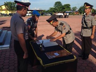 Polres Rokan Hilir Gelar Sertijab Dua Perwira