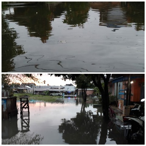 Hujan Deras,  Sejumlah Ruas Jalan di Pangkalan Kerinci Kembali Banjir