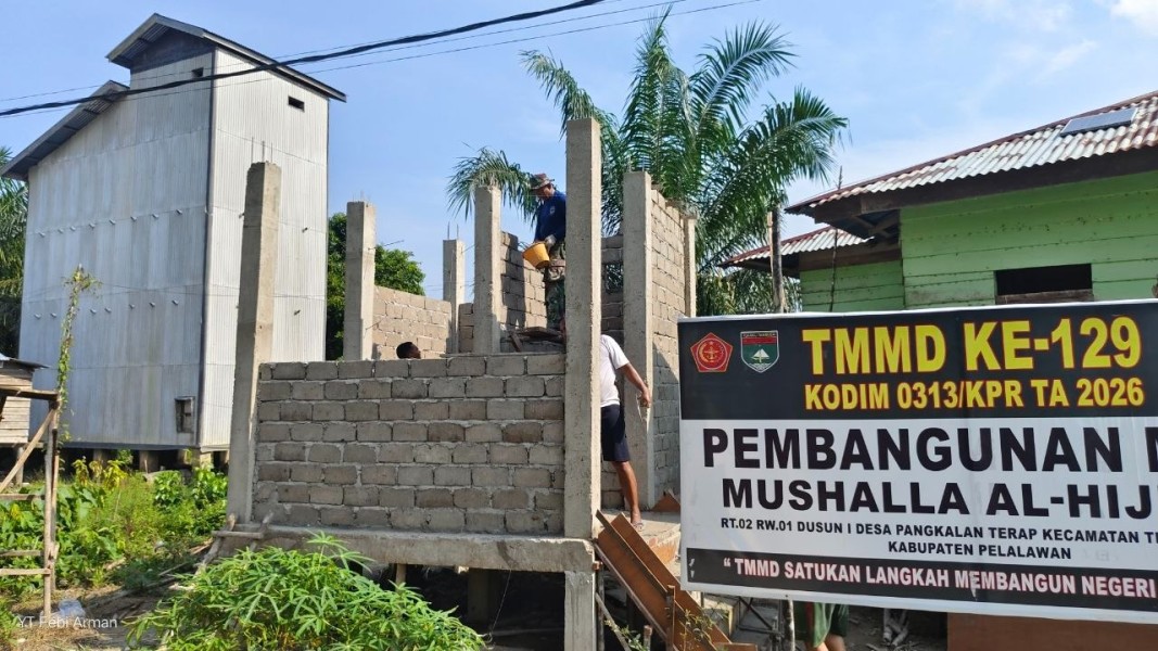 Tingkatkan Sanitasi Rumah Ibadah, Pembangunan MCK Mushalla Al-Hijrah Pangkalan Terap Capai 58 Persen