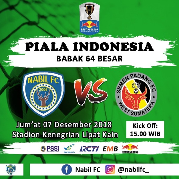 Piala Indonesia Babak 64 Besar, Nabil FC Akan Menjamu Semen Padang