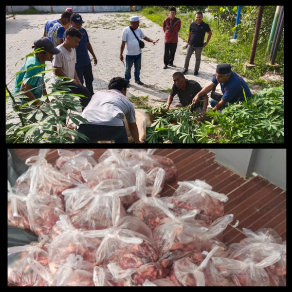 Pemotongan Perdana Sapi Qurban di PWI Pelalawan Berjalan Lancar